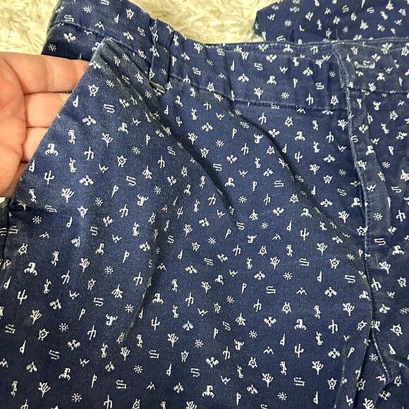 Patagonia Women Size 12 Organic Cotton Aztec Southwest Print Blue Cropped Pants - Picture 11 of 12